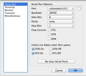 CoolTerm Options - Serial Port